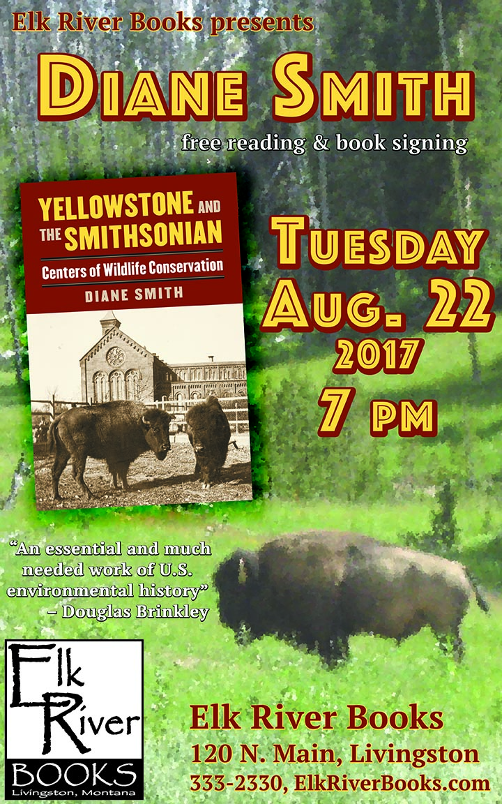Image for Diane Smith reading event for Yellowstone and the Smithsonian Poster, 08 August 2017