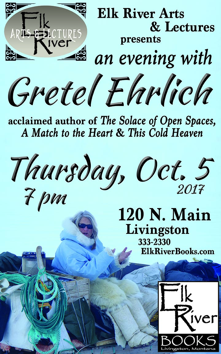 Image for An Evening with Gretel Ehrlich reading event poster, 5 October 2017
