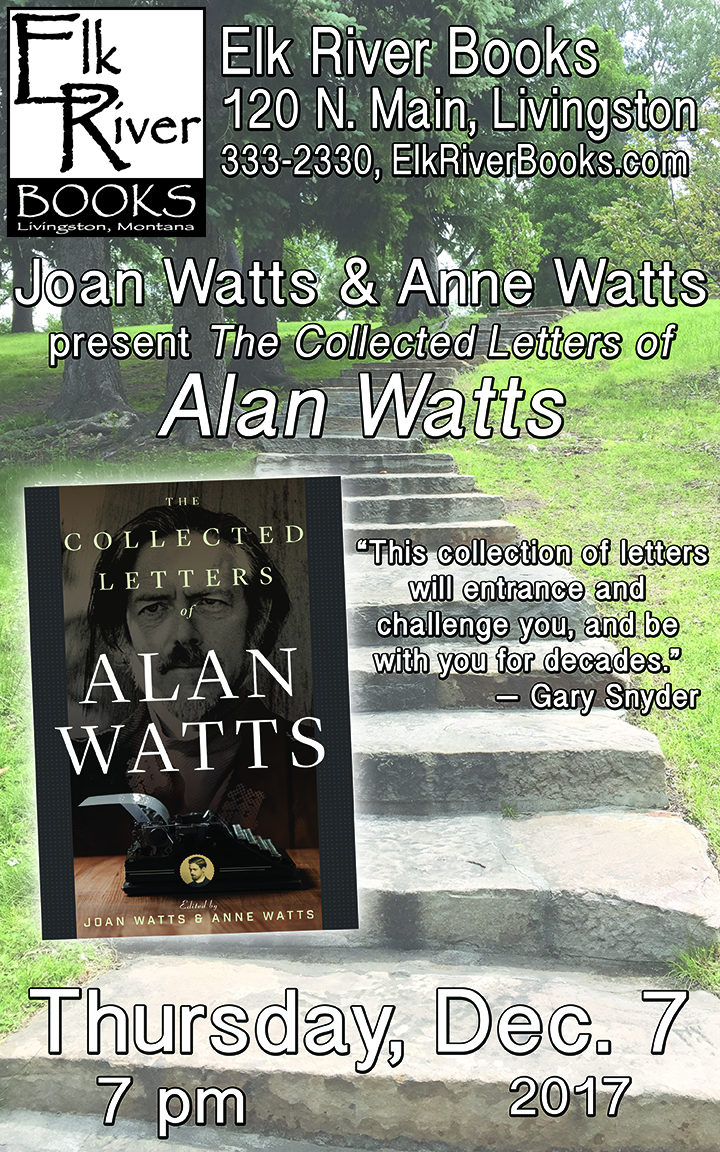 Image for Joan Watts reading event for The Collected Letters of Alan Watts poster, 7 December 2017