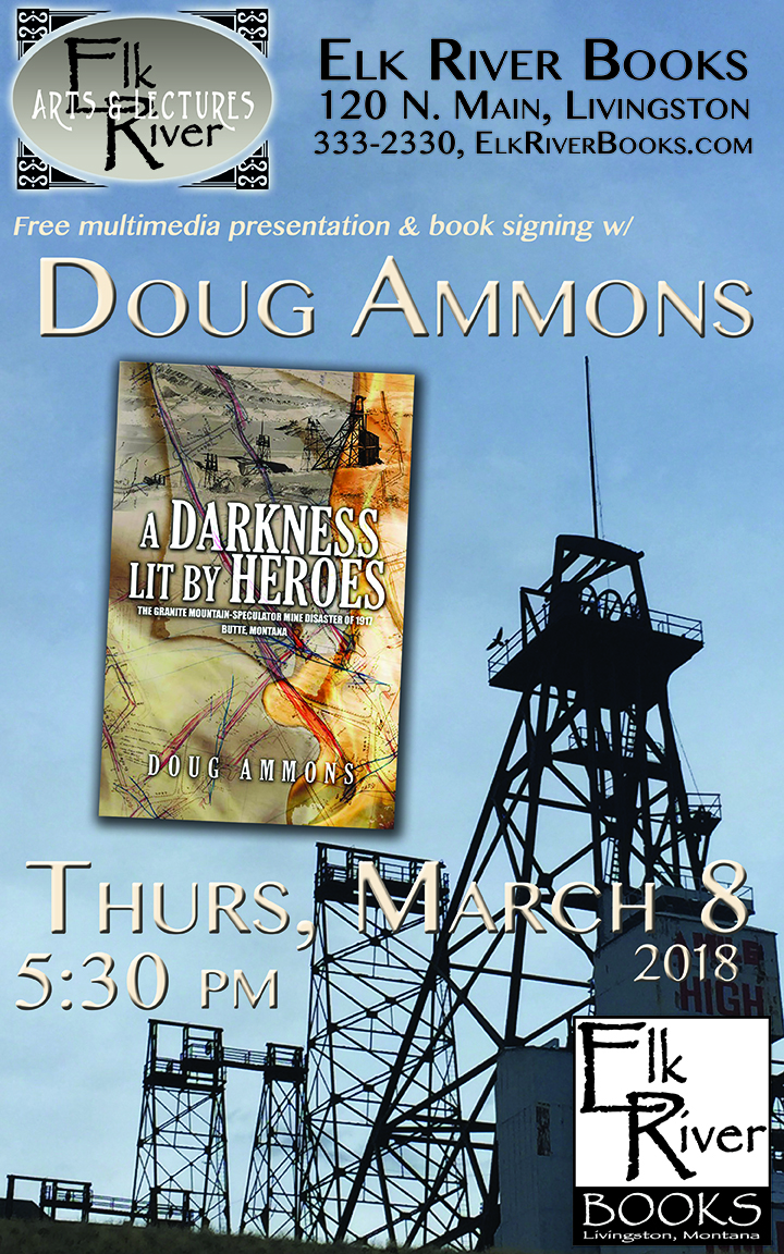 Image for Doug Ammons reading event for A Darkness Lit by Heroes poster, 8 March 2018