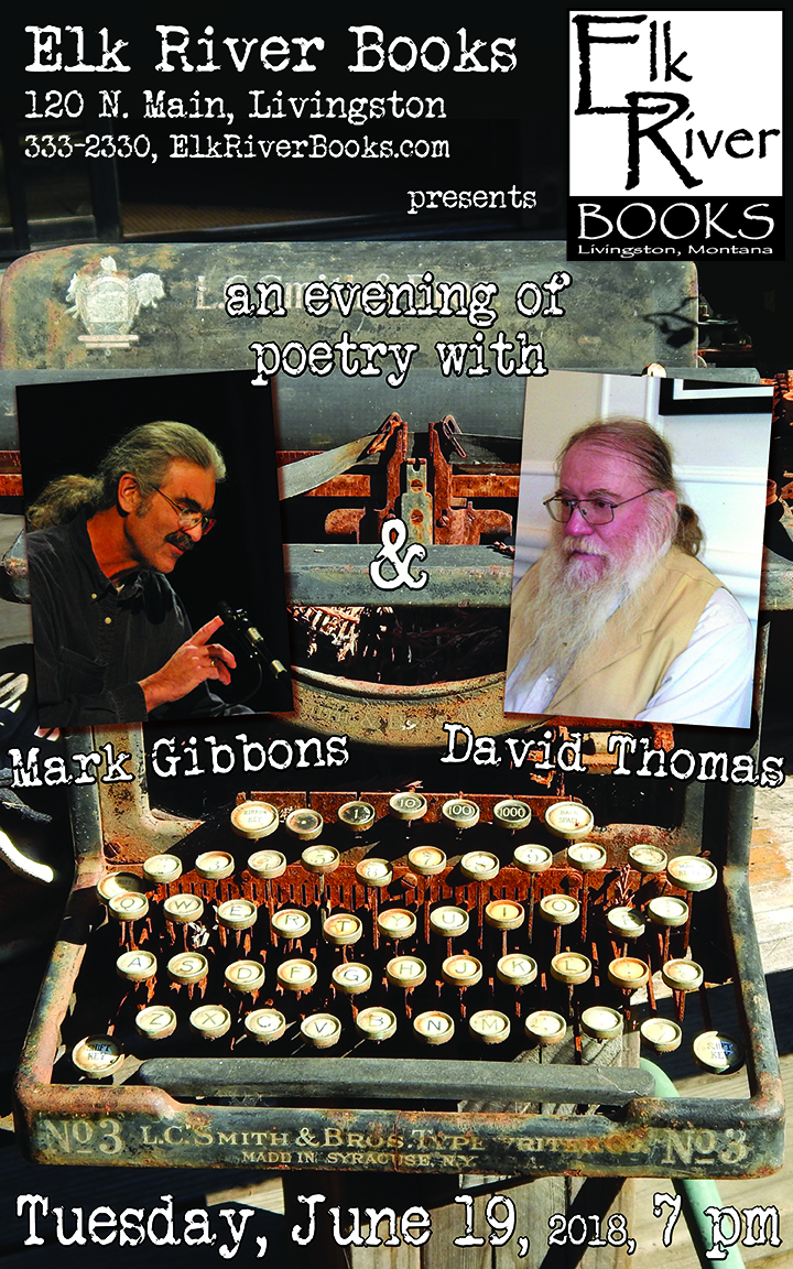 Image for An evening of poetry with Mark Gibbons and David E. Thomas reading event poster, 19 June 2018