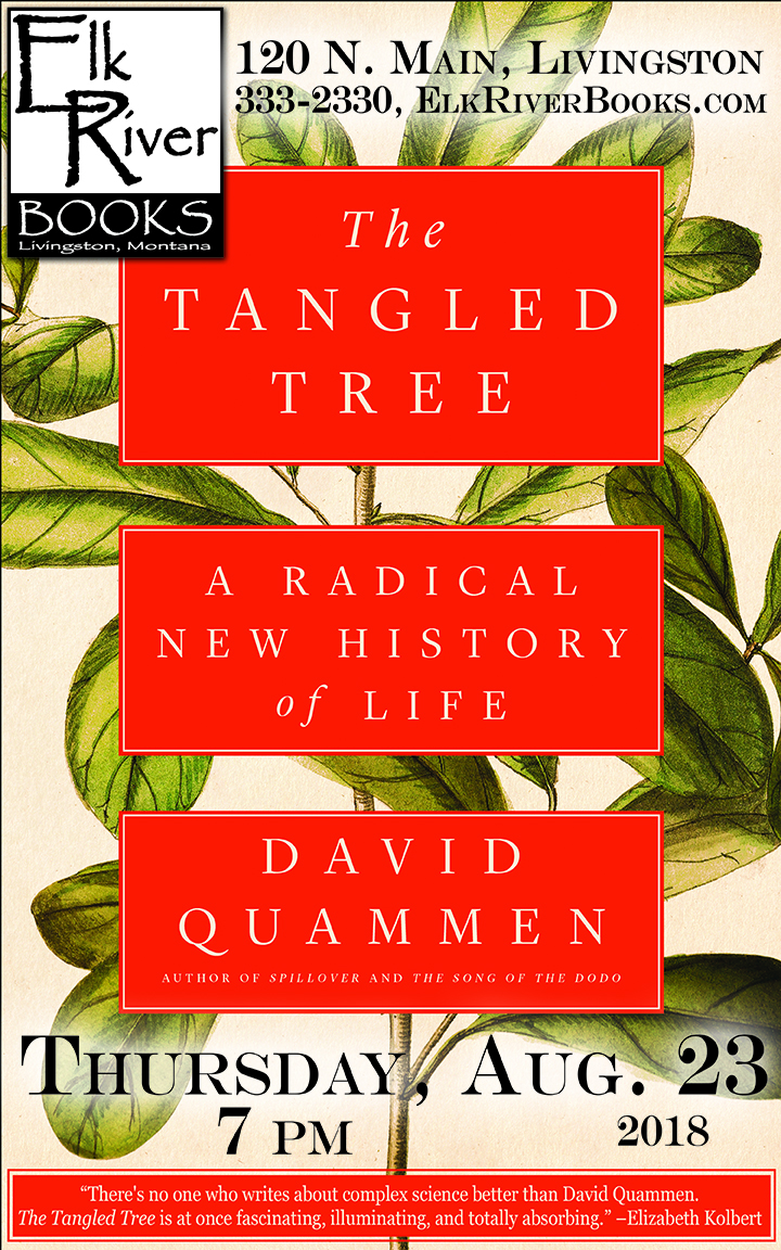 Image for David Quammen reading event poster for The Tangled Tree, 23 August 2018